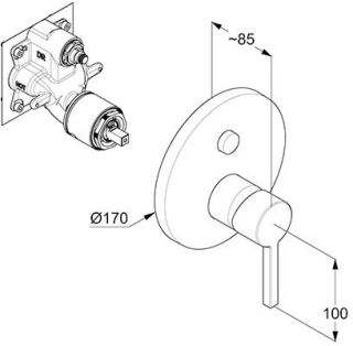 Встраиваемый смеситель для ванны и душа Kludi Nova Fonte Puristic чёрный матовый 206593915